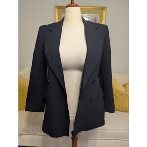 Jones New York Black Wool Double-Breasted Blazer Jacket